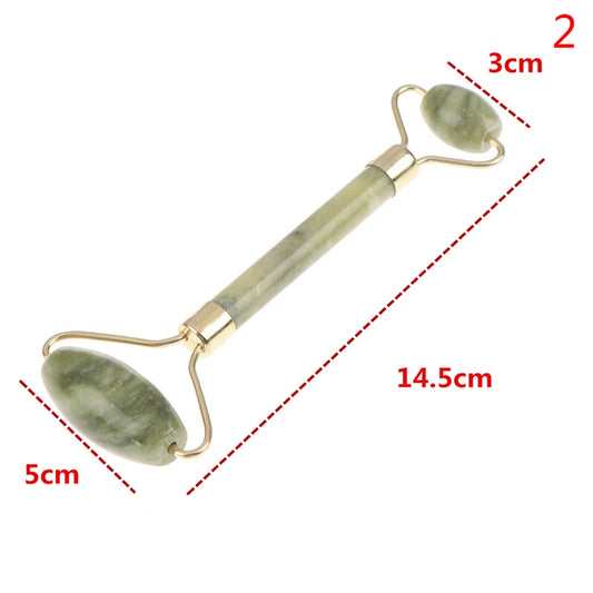 Natural Rose Jade Roller Face Massage Gua Sha Board Jade Massager Body Facial Eye Scraping Acupuncture Face Lift - Farefe