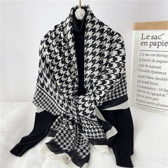 Fake Travel Shawl Geometric Plaid Scarf - Cotton and Linen - 180x90cm - Farefe