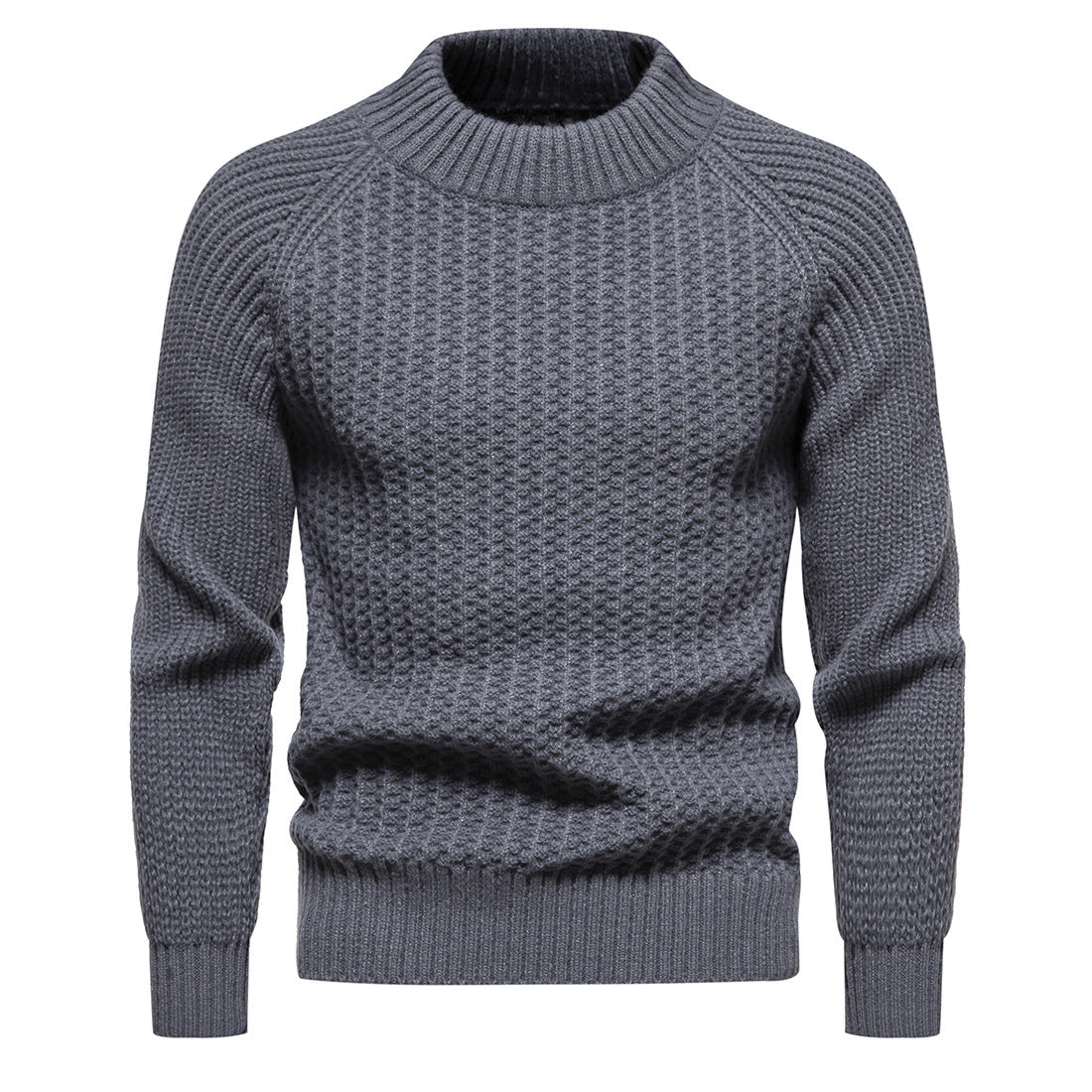 Men's Casual Loose Solid Color Round Neck Sweater - Farefe
