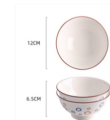 Japanese Ceramic Bowls - Single Large Bowl, 4.5 inch Mouth Diameter, Porcelain Material, Underglaze Color Technology - Includes 1 Ceramic Bowl - Farefe