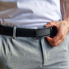 Microfiber Leather Mens Ratchet Belt for Men: Adjustable Size, Slide Buckle