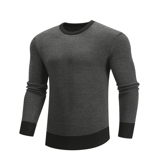 Casual Men's O-Neck Knitted Sweater – Cotton Spliced Pullovers Winter Fashion