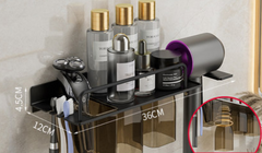 Hair Dryer And Toothbrush Holder Integrated Bathroom Storage Rack