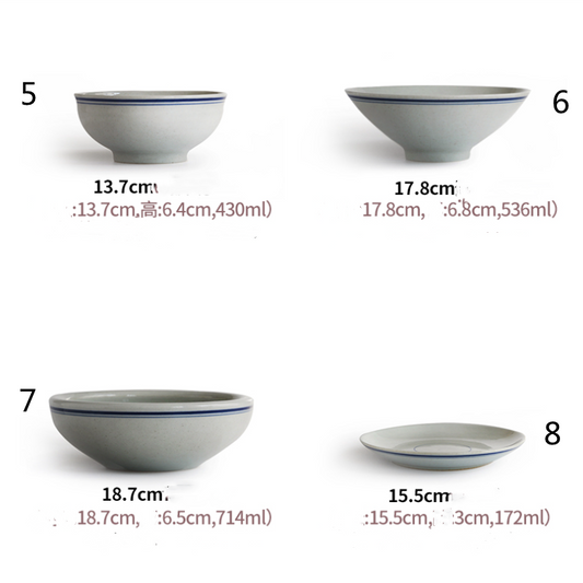 Chinese Style Retro Ceramic Tableware Set - Old-fashioned Bowls & Plates - Farefe