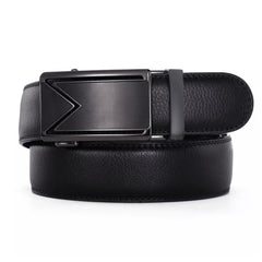 Men's Ratchet Belt - PU Leather, Adjustable Size, Slide Buckle, No Holes - SHAVIT