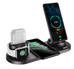 Wireless Fast Charger Pad for iPhone & Phone - 6-in-1 Charging Dock Station