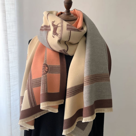 Color Block Cashmere Scarves for Women - Warm and Stylish Scarf for Winter - Farefe