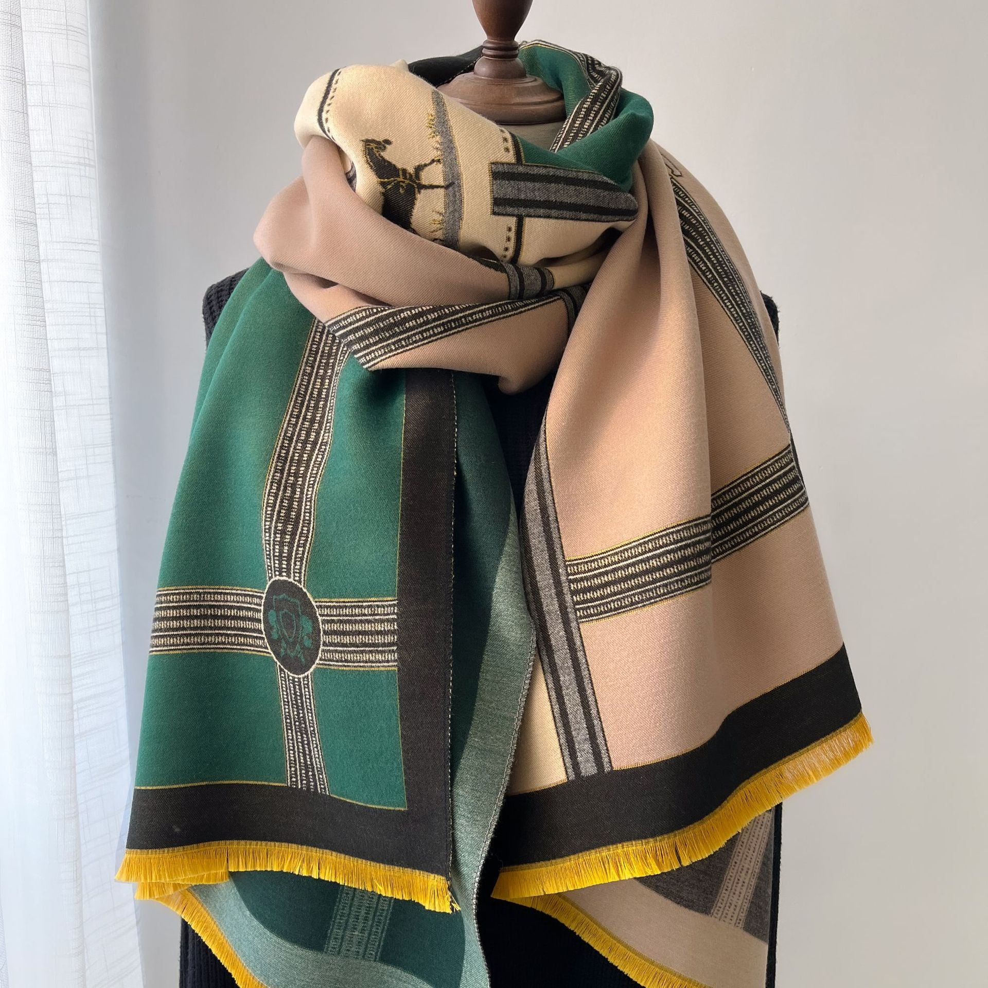 Color Block Cashmere Scarves for Women - Warm and Stylish Scarf for Winter - Farefe
