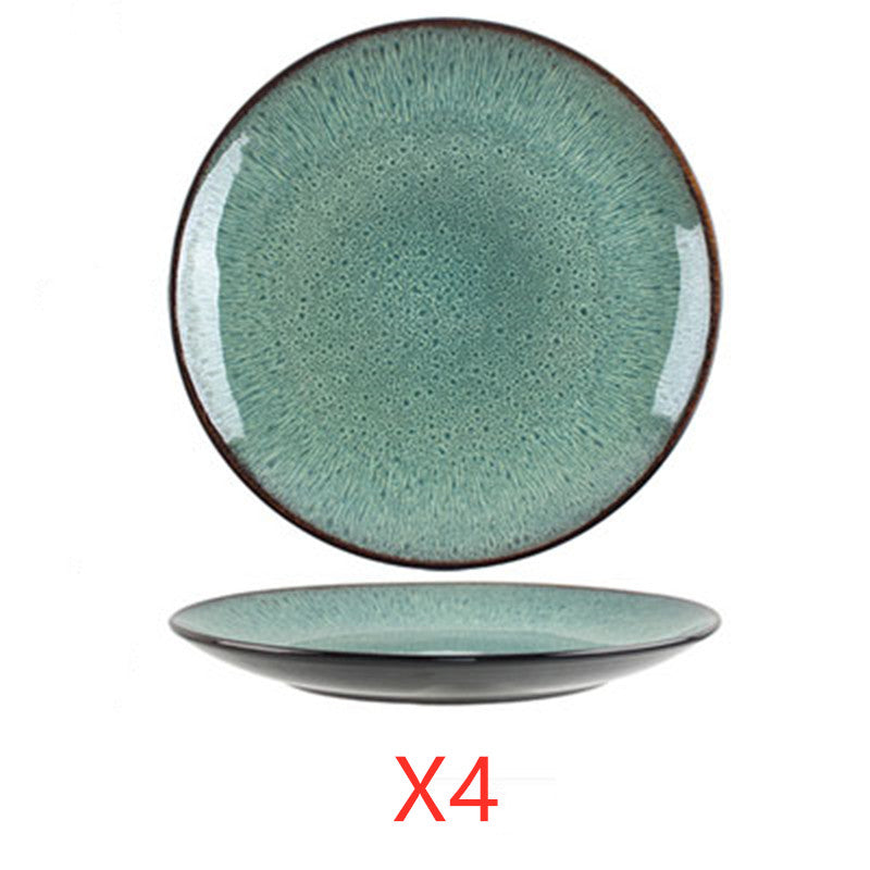 Retro Porcelain European Round Flat Plates - Farefe