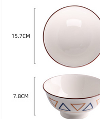 Japanese Ceramic Bowls - Single Large Bowl, 4.5 inch Mouth Diameter, Porcelain Material, Underglaze Color Technology - Includes 1 Ceramic Bowl - Farefe