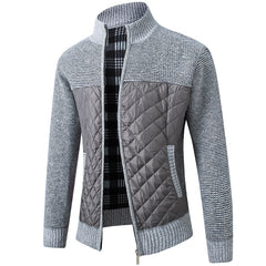 Men's Stand Collar Striped Plaid Zipper Sweater - Casual and Comfortable Polyester Material in Picture Color - Available in Sizes S, M, L, XL, XXL, 3XL