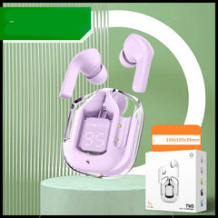 New Mini Transparent Wireless Bluetooth Headset with Digital Display and ENC Noise Reduction - True Wireless Sports Music