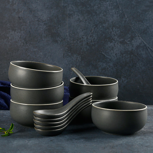 Simple Ceramic Tableware Western Food Bowls Underglaze Plates - Farefe