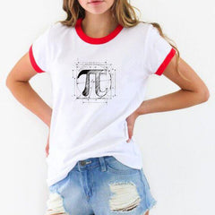 Fashion Ladies White Printed Short Sleeve T-Shirt - Cotton, Letters Pattern, Lightly Cooked Style