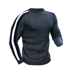 Men's Contrast Slim Bottom Sports Casual Sweater - Cotton Blend Fabric - Available in Multiple Colors - Sizes S-XXXL