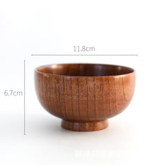 Japanese Style Wooden Bowl - Jujube Wood Rice Soup Salad Bowl for Kids - Eco-friendly and Sustainable - 3 Sizes Available - Farefe