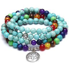 Stylish Stone Tiger Eye 108 Bead Bracelet Necklace Set - Elevate Your Look!