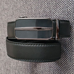 Men's Ratchet Belt with Slide Buckle - Adjustable Size PU Leather Belt - Fashionable and Functional- by SHAVIT