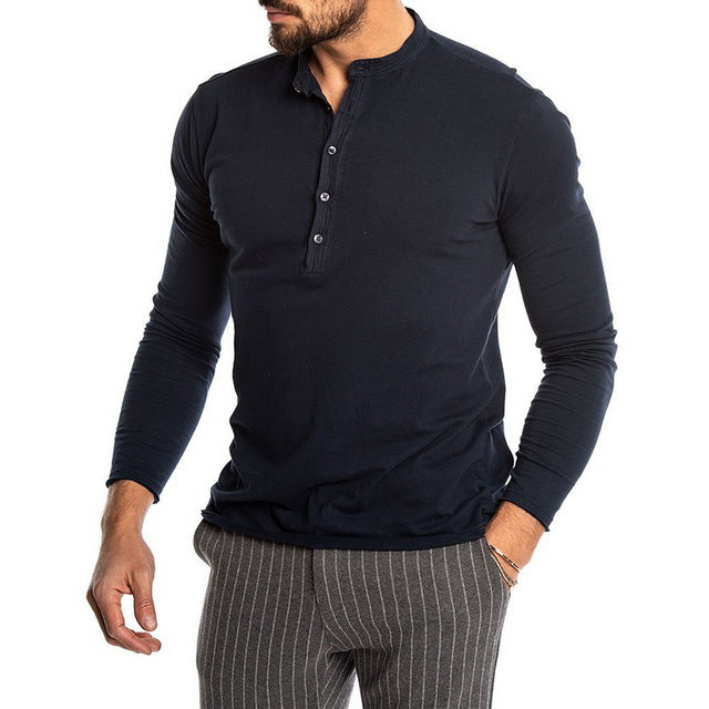 Men's Solid Color Long Sleeve O-neck T-shirts - Fashionable and Comfortable Spring Wear - Farefe