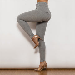 Melody Cotton Bum Lifting Leggings Booty Shaping Gray Push Up Pants Women