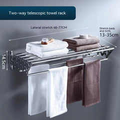Stainless Steel Shelf Bathroom Storage Towel Rack - No Installation Needed