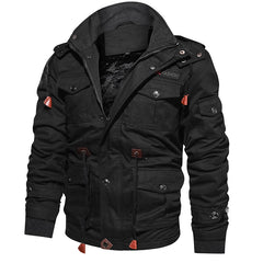 Men Winter Fleece Hooded Jacket Thermal Outerwear