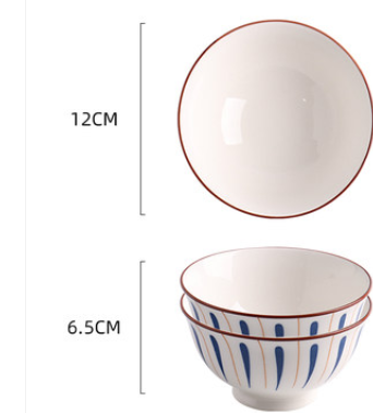 Japanese Ceramic Bowls - Single Large Bowl, 4.5 inch Mouth Diameter, Porcelain Material, Underglaze Color Technology - Includes 1 Ceramic Bowl - Farefe