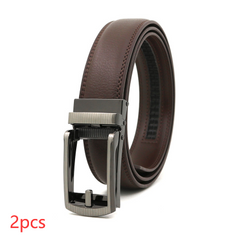 Fake Needle Belt Automatic Buckle - Men's Cowhide Leather Two-Layer Business Style Belt