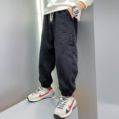 Boys' Casual Pants Thickened Plus Velvet Middle-aged Kids - Farefe