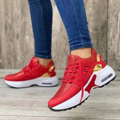 Lace Up Sneakers Women's Wedge Heel Running Sports Shoes - Farefe