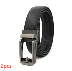 Fake Needle Belt Automatic Buckle - Men's Cowhide Leather Two-Layer Business Style Belt