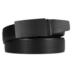 Microfiber PU Leather Ratchet Belt for Men - Adjustable Black Belt with Ratchet Closure