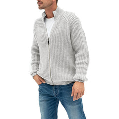 Sweater Cardigan Men's Solid Color Zipper Turtleneck Knit - Farefe