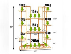 9 Tier Bamboo Plant Stand Rack for Indoor Outdoor Display – Holds 17 Pots