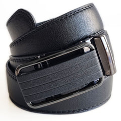 Men's Leather Ratchet Belt with Slide Buckle - Adjustable Size - Made in USA