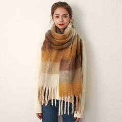 AC Grid Thickened Mohair Cashmere Scarves for Women - Stylish Thermal Insulation Scarf - Farefe