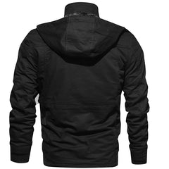 Men Winter Fleece Hooded Jacket Thermal Outerwear