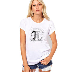 Fashion Ladies White Printed Short Sleeve T-Shirt - Cotton, Letters Pattern, Lightly Cooked Style