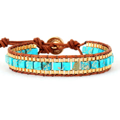 Fashion Leather Bracelet: Imperial Stone Hand-woven Elegance for Unisex Style