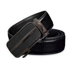 Men's Ratchet Belt with Slide Buckle - Adjustable Size PU Leather Belt - Fashionable and Functional- by SHAVIT