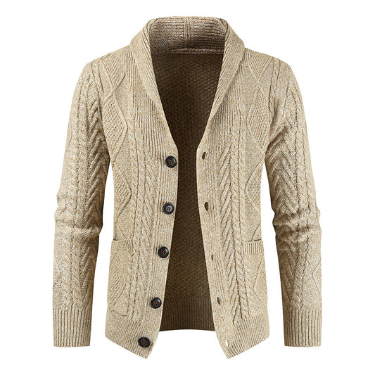 Men's Fashion Knitted Cardigan V Neck Loose Thick Sweater Jacket - Farefe
