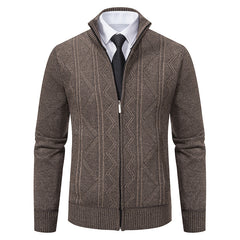 Fall Winter Men Woolen Sweater Men's Cardigan Coat Stand Collar