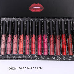 Lip Gloss 12-Piece Set Liquid Lipstick with 12 Colors and Vitamin-Rich