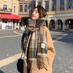 Fashion Plaid Scarf for Women | Winter Warm Thickened Long Scarf