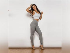 Melody Cotton Bum Lifting Leggings Booty Shaping Gray Push Up Pants Women