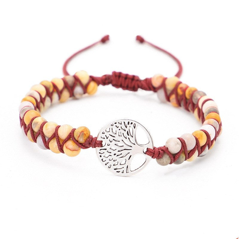 Handcrafted Woven Tree of Life Yoga Bracelet: Embrace Ethnic Style and Retro Charm - Farefe