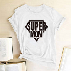 Super Mom Graphic Print Casual Fashion Short Sleeve T-Shirt