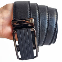 Men's Leather Ratchet Belt with Slide Buckle - Adjustable Size - Made in USA