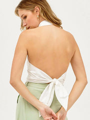 Elegant Halter Lace-up Vest Top