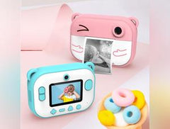 Cartoon Mini Children Camera with Polaroid Print, 12MP Dual Cameras, Stickers, Filters, and More